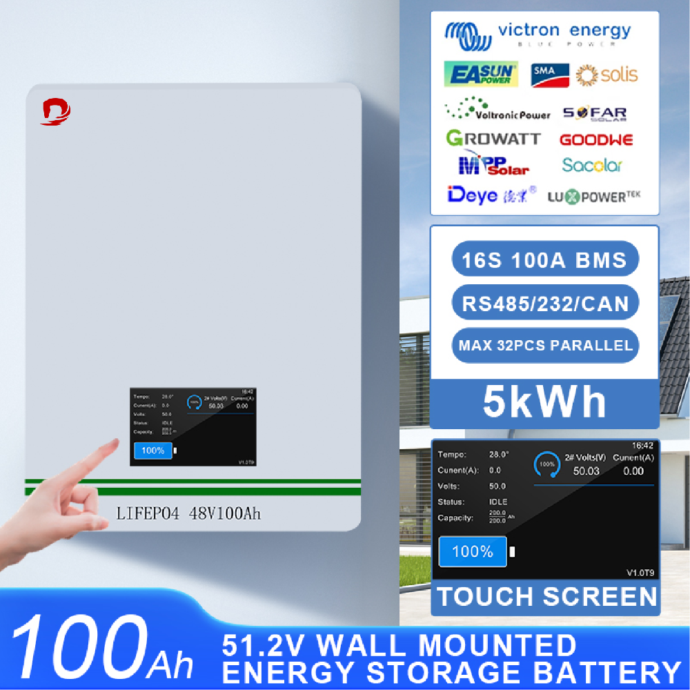 48V (51.2V) 100AH Touchscreen Wall-mounted Lithium Battery