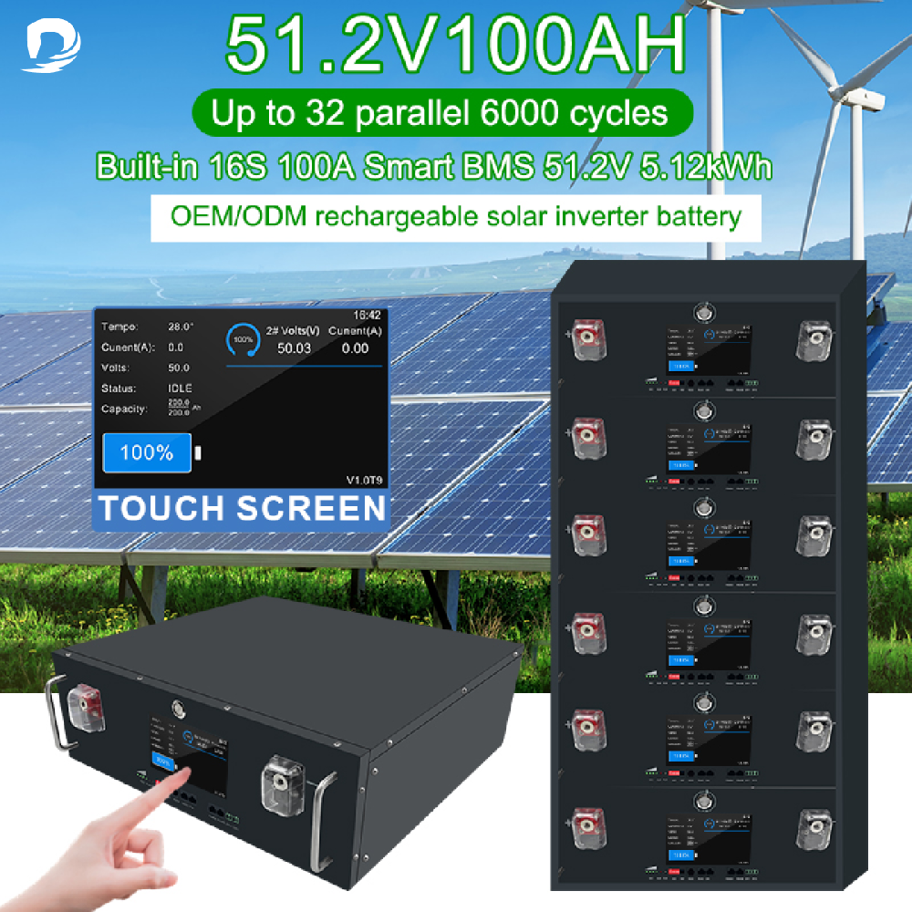 (48V 51.2V) 100AH Touchscreen Rack Mount System Rechargeable Solar Inverter Battery Energy Storage